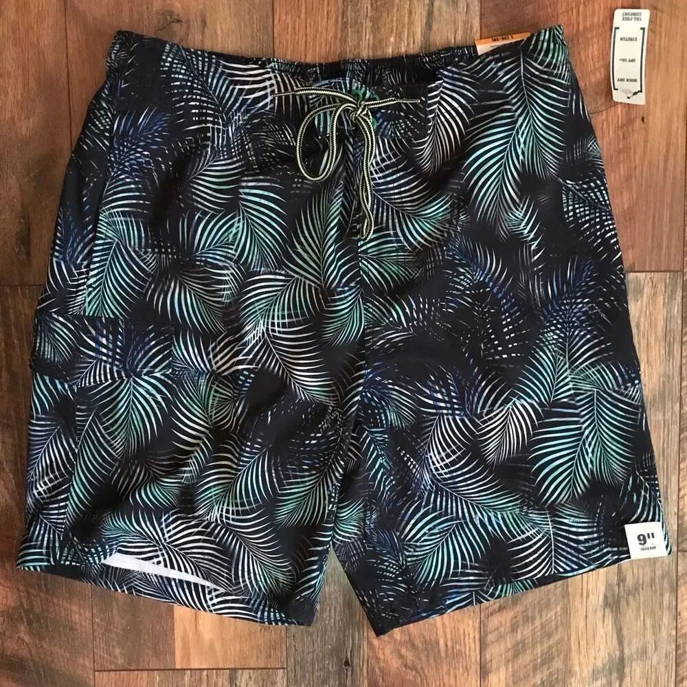 George Size Large 36-38 swim Trunks Shorts Tropical at the knee new with tags
